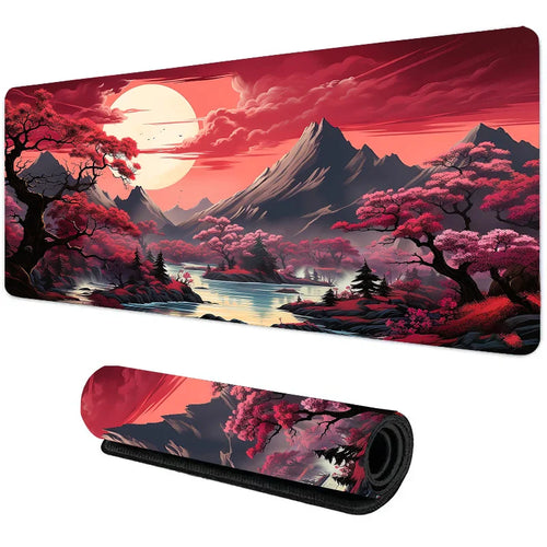 Tapis de souris 900x400 Crimson Horizon — détail surface textile