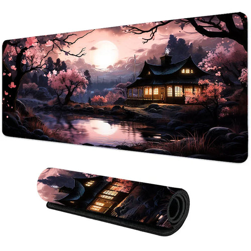 Tapis de souris 900x400 Sakura Temple — détail surface textile