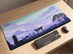 Tapis de souris Dream Horizon dans un setup de bureau premium, vue légèrement plongeante