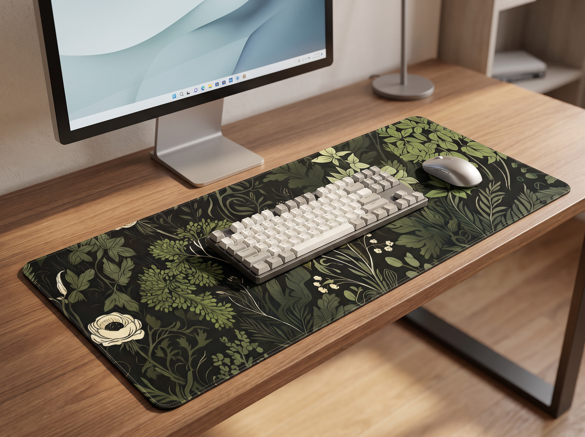 Tapis de souris Forest Bloom dans un setup premium, vue 3