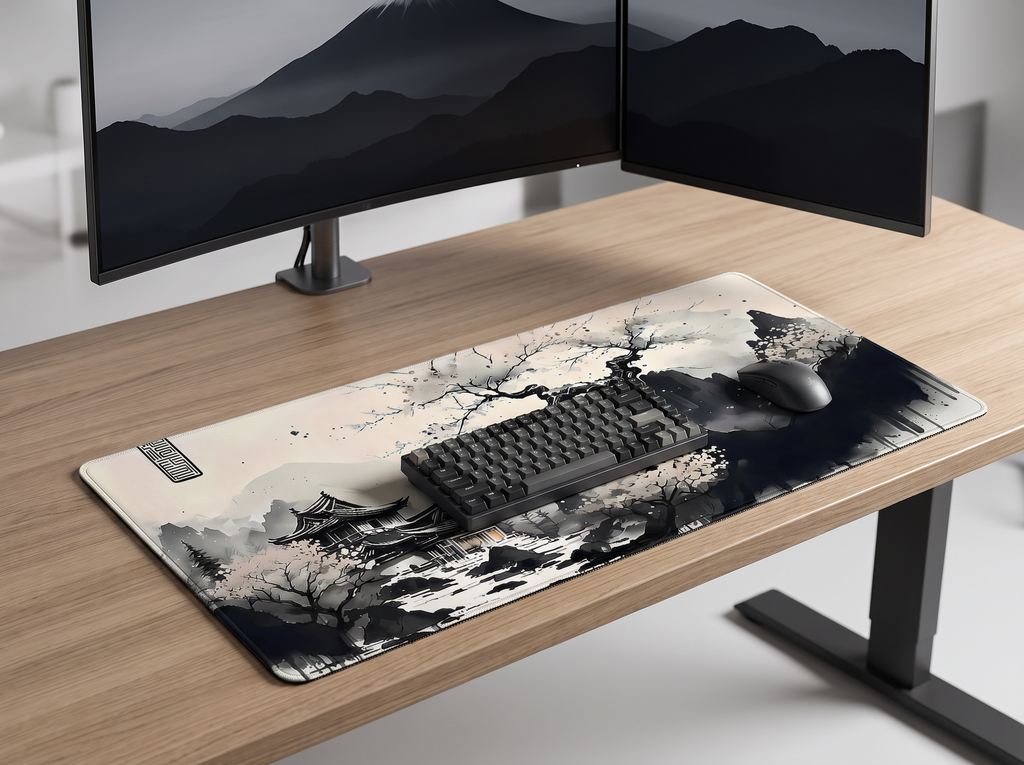 Tapis de souris Ink Temple dans un setup premium, vue 1