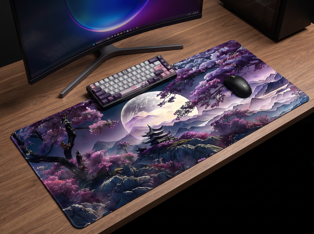 Tapis de souris Lunar Valley dans un setup premium, vue 2