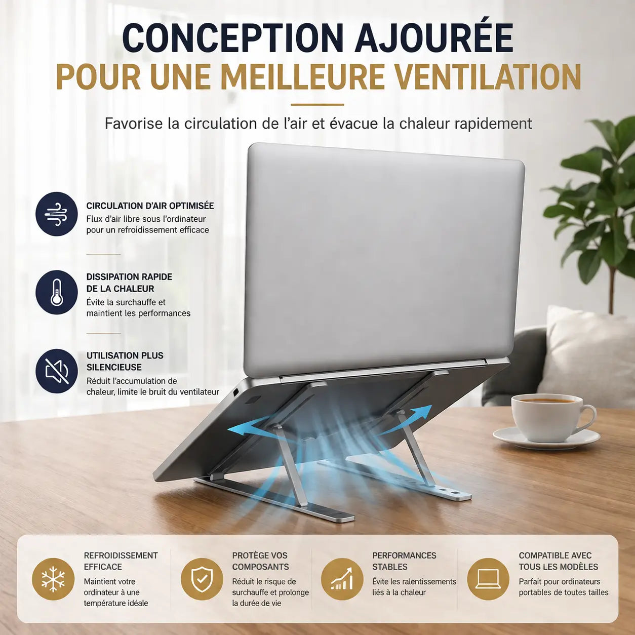Support ordinateur portable confort