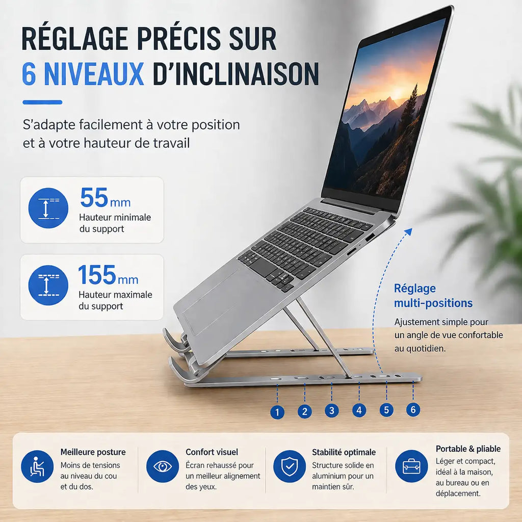 Support ordinateur portable confort