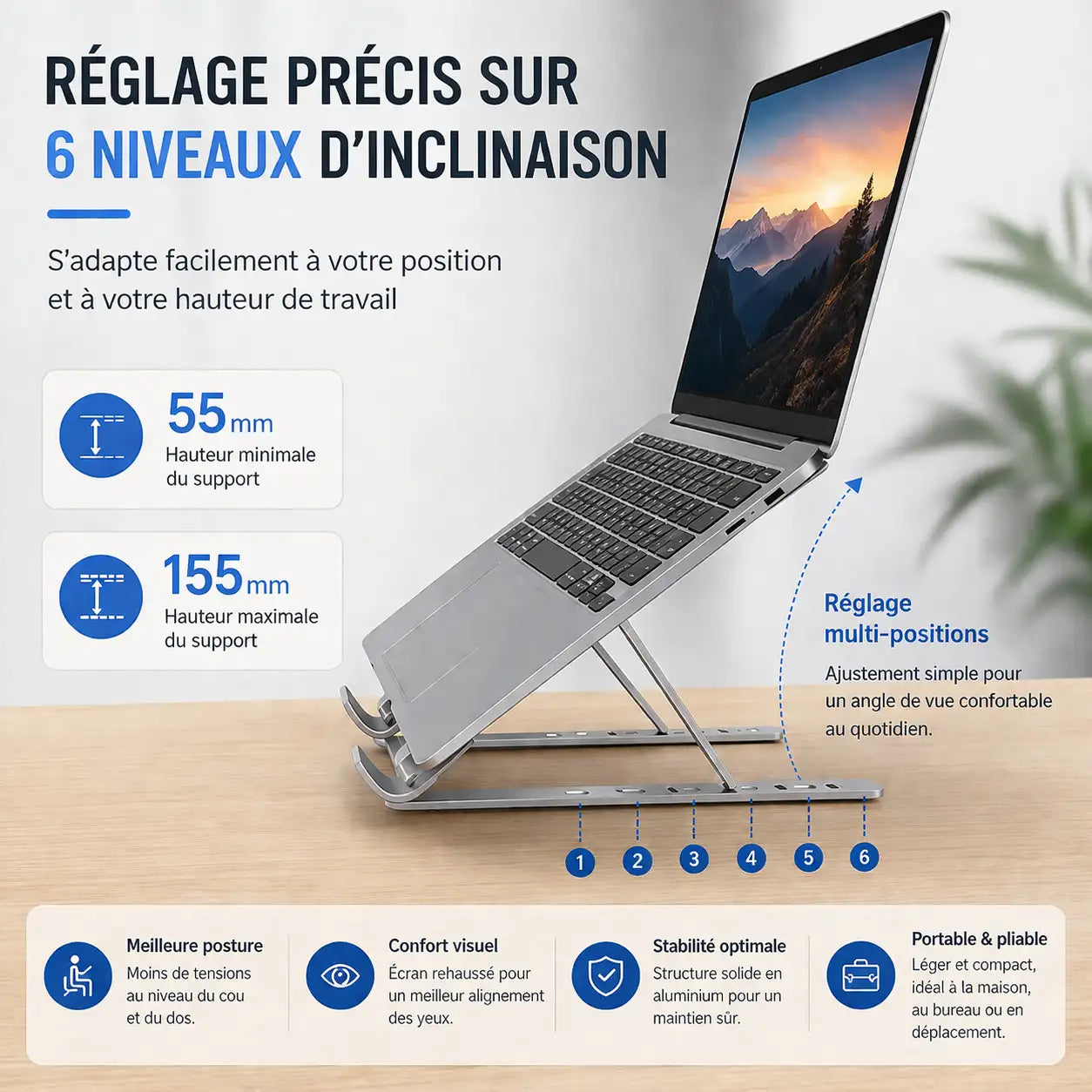 Support ordinateur portable confort