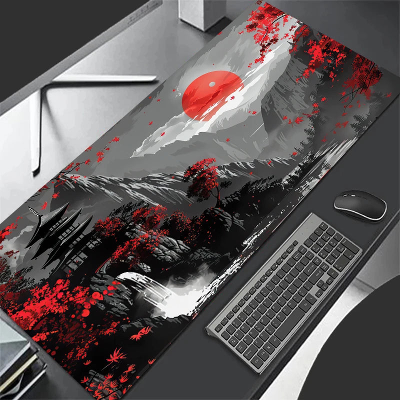Vue detail tapis de souris coucher de soleil