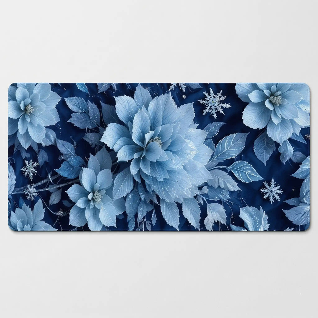 Tapis de souris aux motifs floraux de couleur bleu glacial
