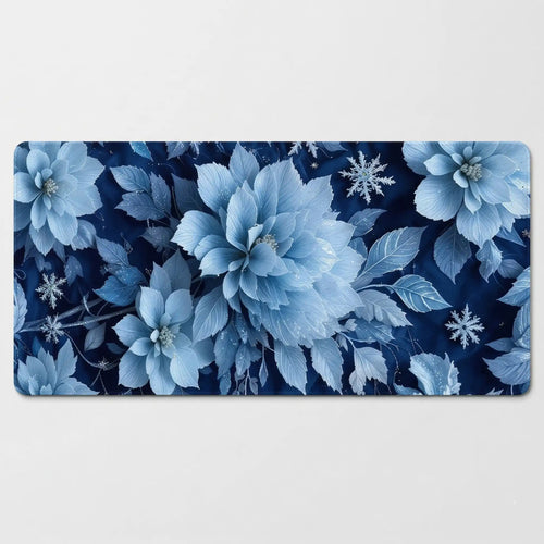 Tapis de souris aux motifs floraux de couleur bleu glacial
