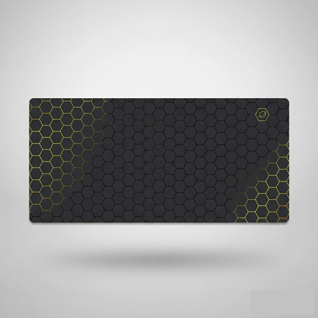 Tapis de souris 1000x500 motifs ruche noir et doré