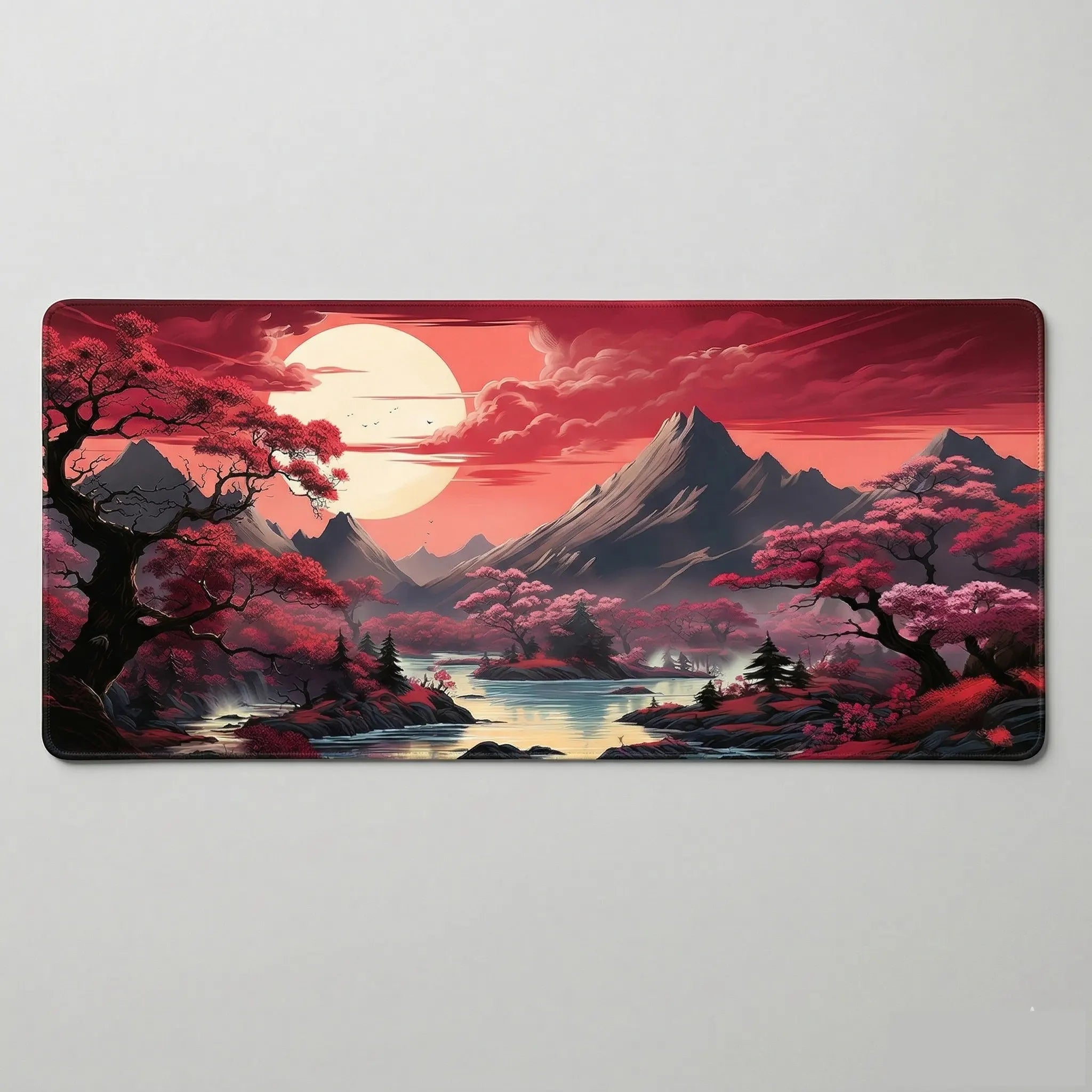 Tapis de souris 900x400 avec montagnes et lune 