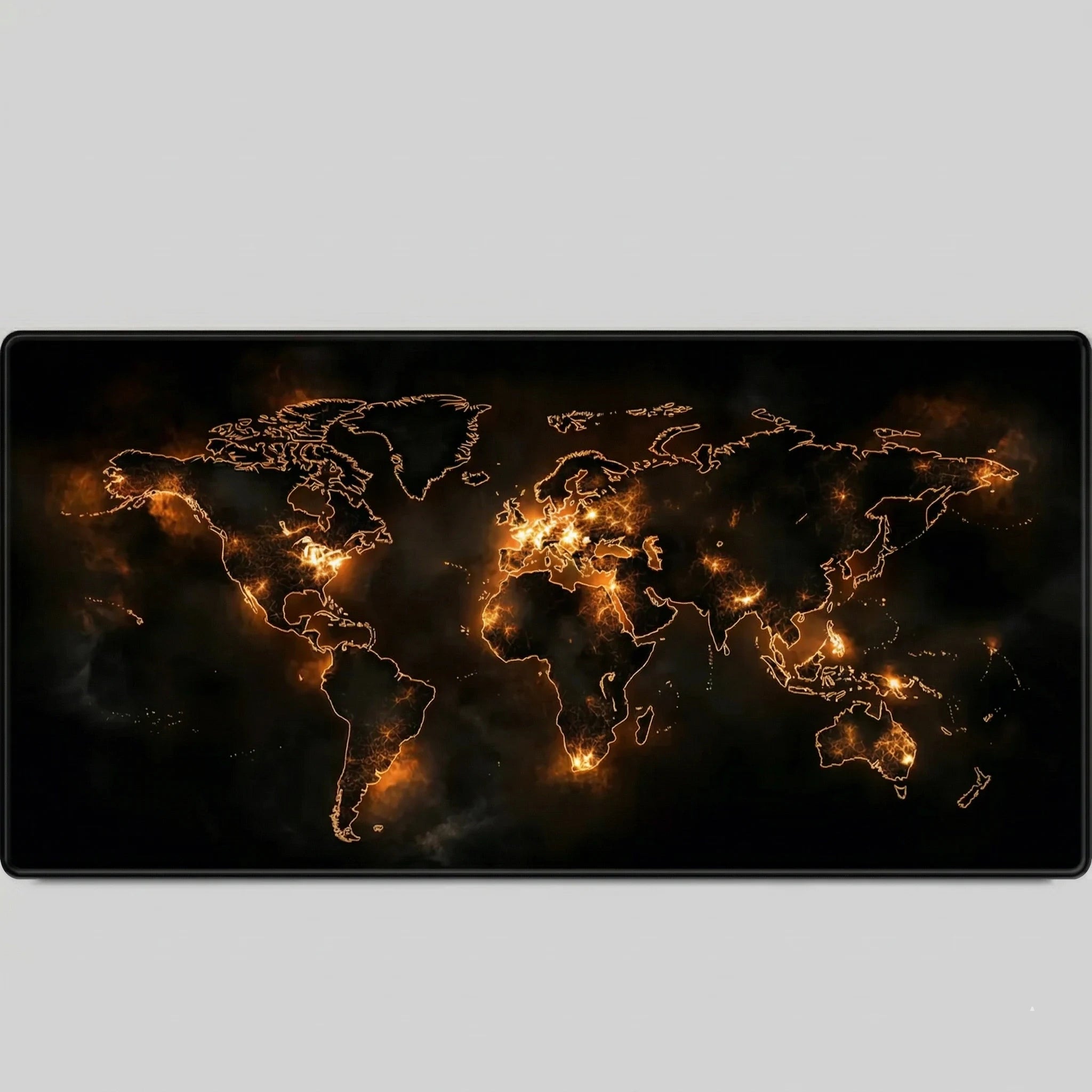 Tapis de souris 900x400 carte du monde dorée