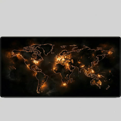 Tapis de souris 900x400 carte du monde dorée