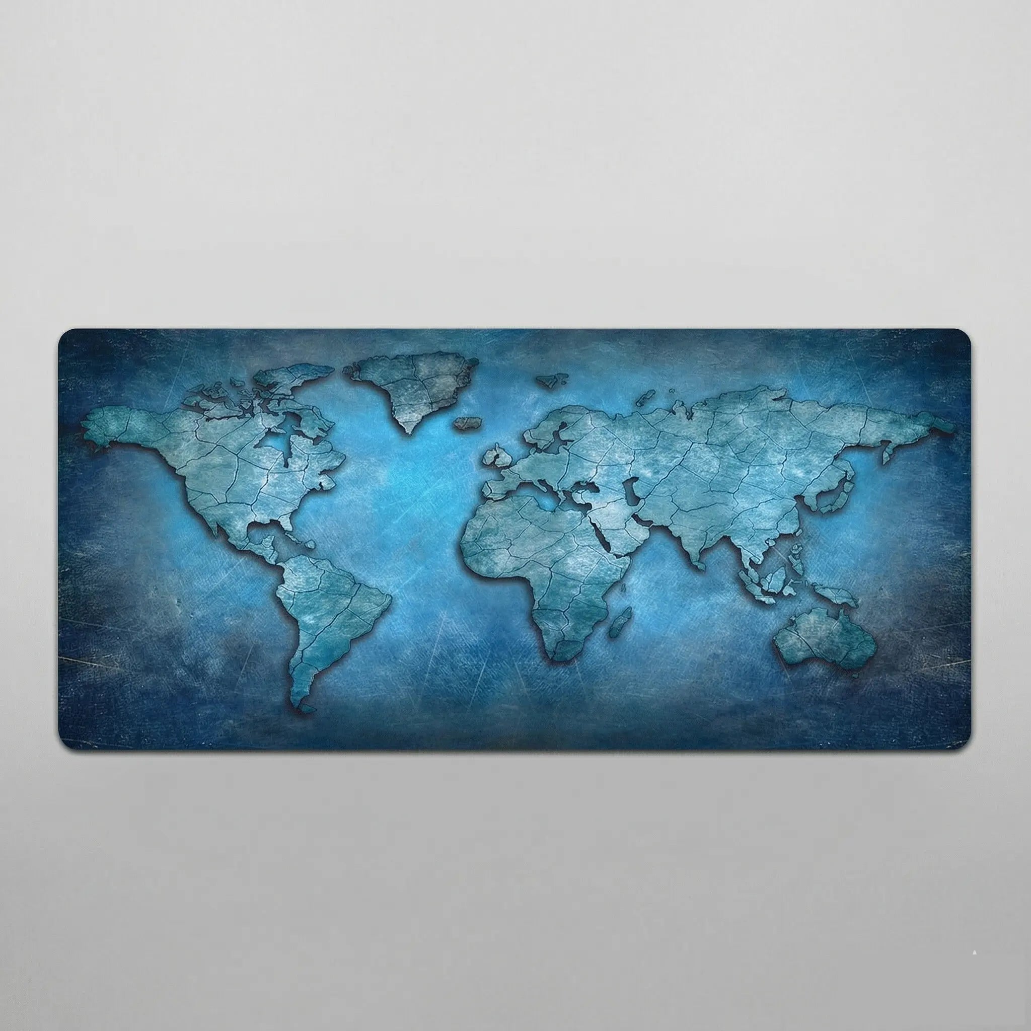 Tapis de souris 900x400 carte du monde bleue