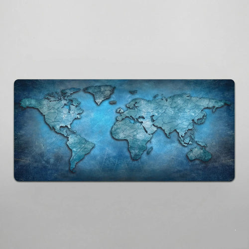 Tapis de souris 900x400 carte du monde bleue
