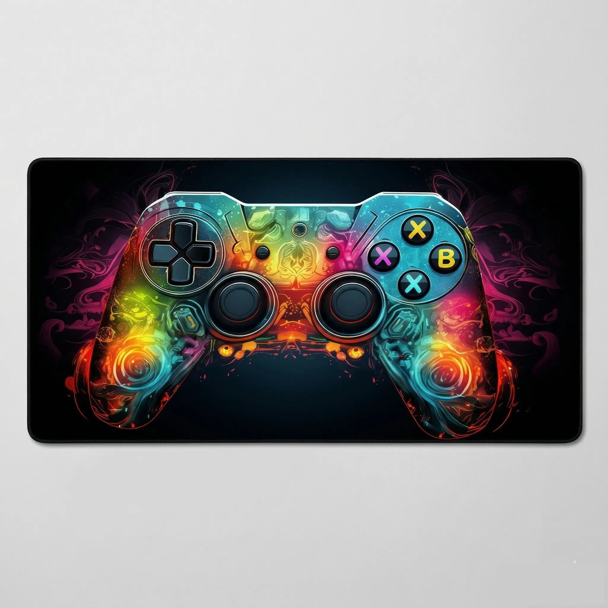 Tapis de souris gaming avec motif manette en feu de couleur