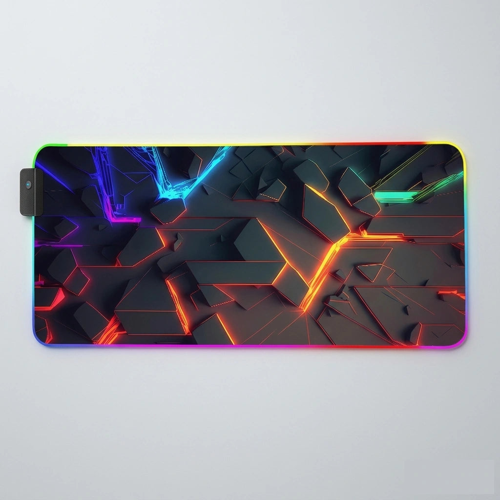 Tapis de souris RGB lumineux aux motifs neon shard