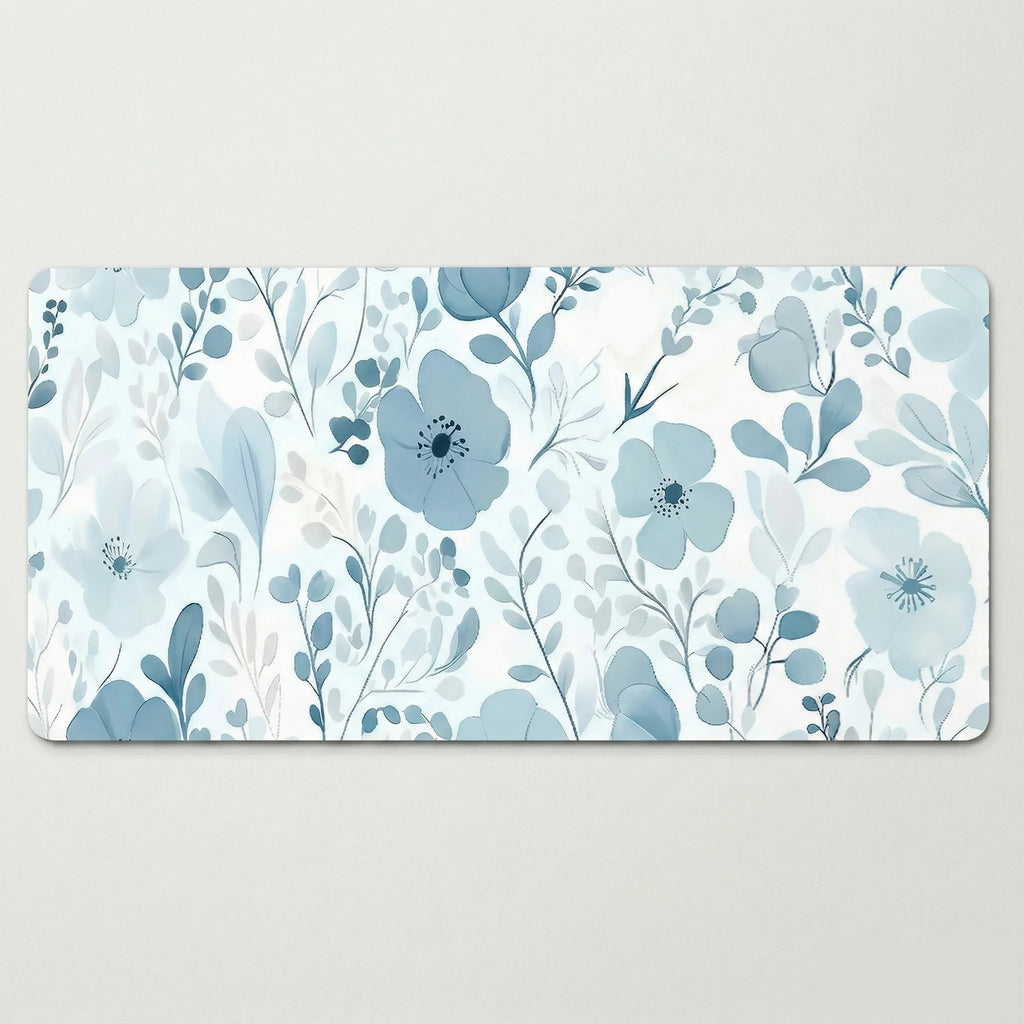Tapis de souris XXL au motif floral bleu