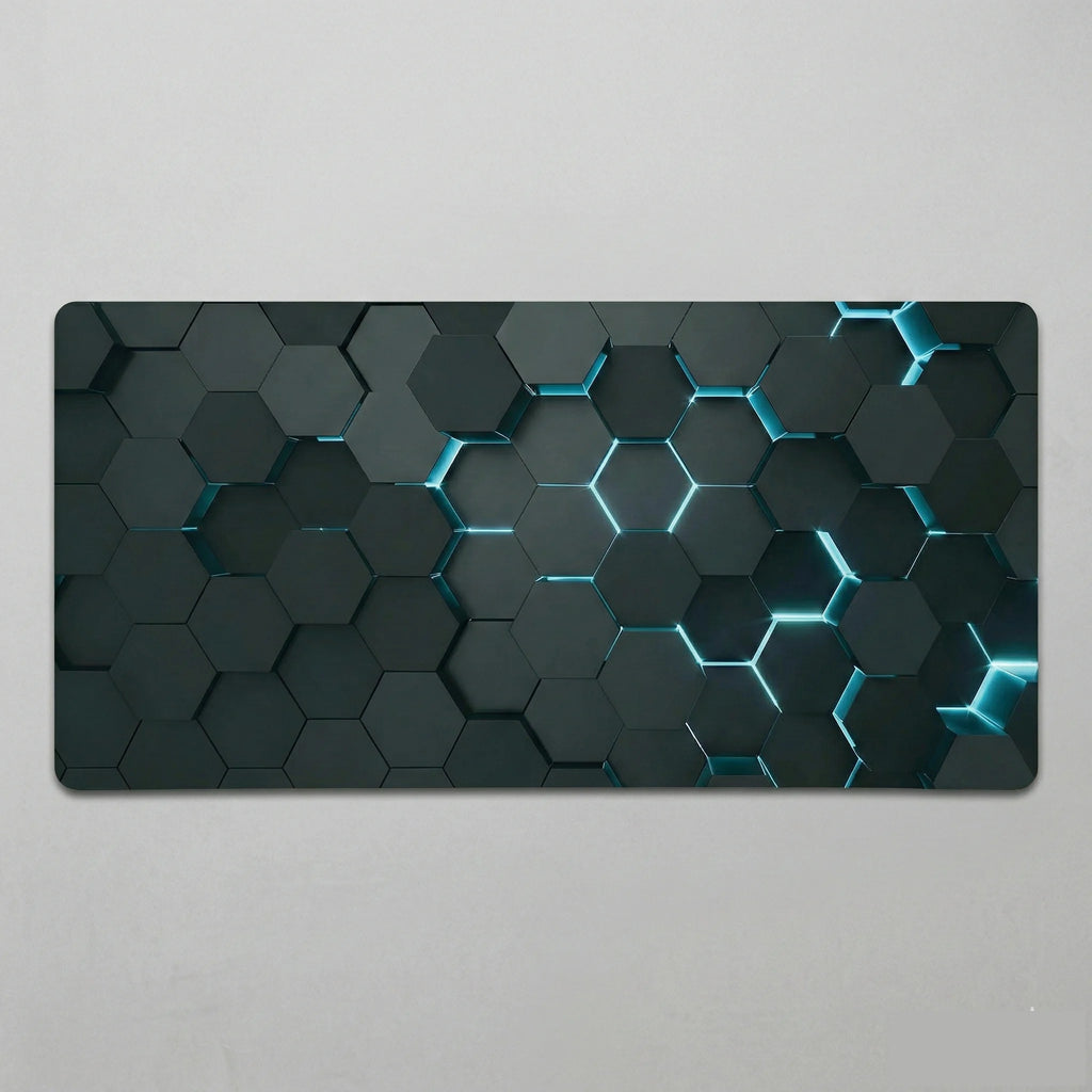 Tapis de souris XXL avec des motifs bleus éclair 3D